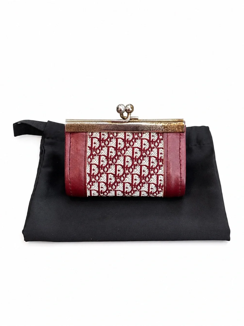 Christian Dior RARE Vintage 1970’s Oblique Monogram Kiss Lock Coin Poin Purse